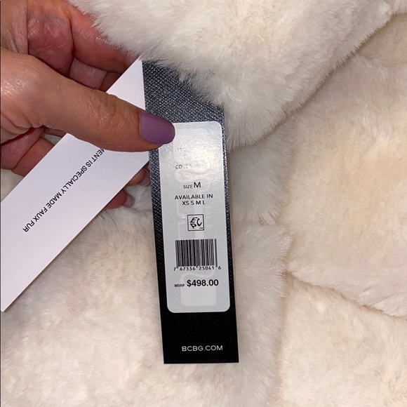 BCBGMAXAZRIA FAUX FUR COAT IN WHITE ONLY - Picture 12 of 16